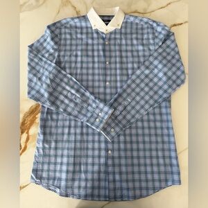 Boss Blue Checkered Dress Shirt with White Collar